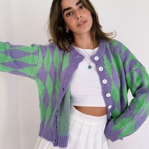 Verge Girl Retro Filter Knit Cardigan